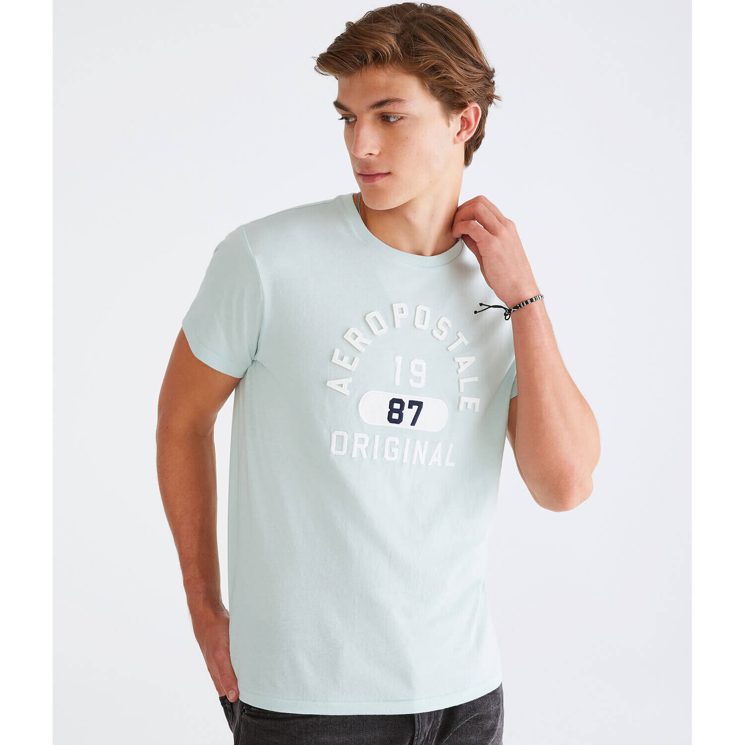 Футболка Aeropostale Original Arch Applique Graphic, голубой