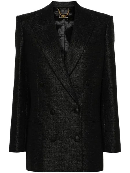 Elisabetta Franchi двубортный твидовый пиджак, черный
