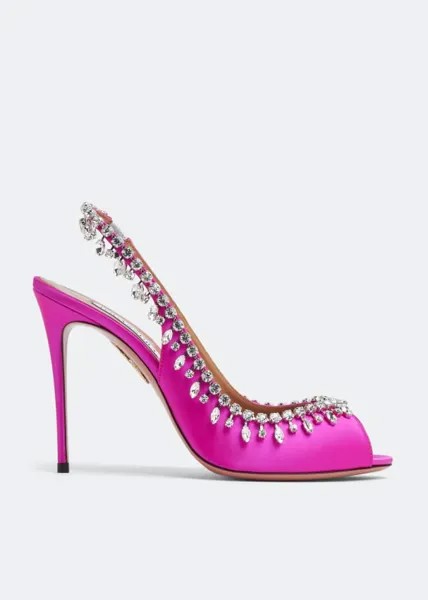 Сандалии AQUAZZURA Temptation crystal 105 sandals, розовый