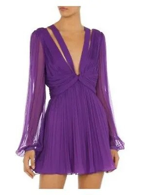 ALBERTA FERRETTI Женское фиолетовое мини-платье с вырезом спереди на подкладке и длинными рукавами 0
