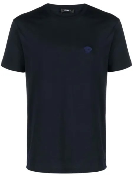 Versace футболка с вышивкой Medusa, синий