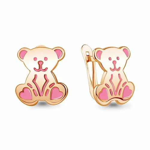 Серьги Diamant online, серебро, 925 проба, золочение, эмаль, длина 1.3 см, , розовый