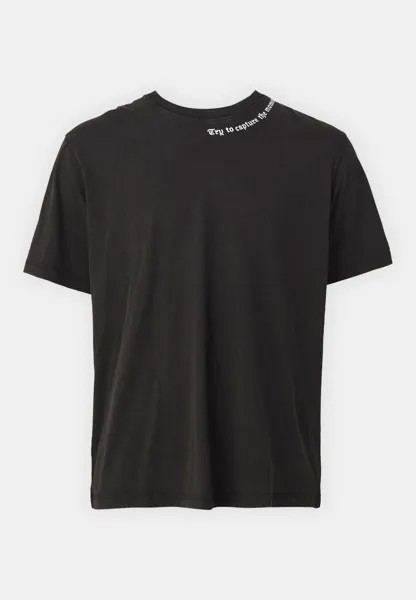 Футболки с принтом JORMOMENT WASHED TEE CREW NECK UNISEX Jack & Jones, черный