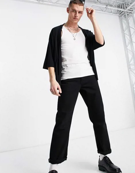 Черная oversized-рубашка из вискозы без застежки ASOS DESIGN-Черный цвет