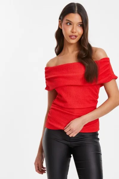 Красный текстурированный топ Bardot QUIZ Clothing