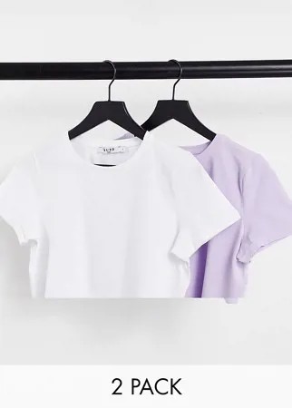 Набор из 2 футболок сиреневого и белого цветов NA-KD-Разноцветный