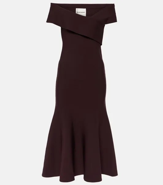 Асимметричное платье миди с открытыми плечами Roland Mouret, коричневый