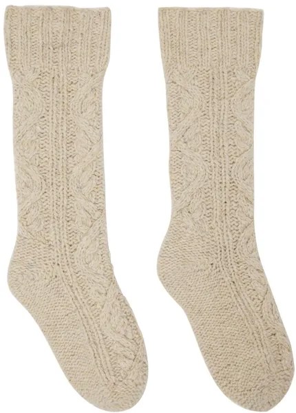 Бежевые носки вязанной вязки Jil Sander