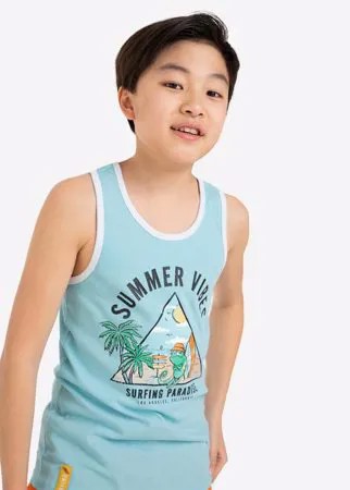 Голубая майка с принтом Summer vibes для мальчика Gloria Jeans