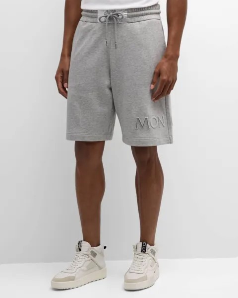 Мужские боксерские шорты из хлопковой махровой ткани серебристого цвета с логотипом Moncler