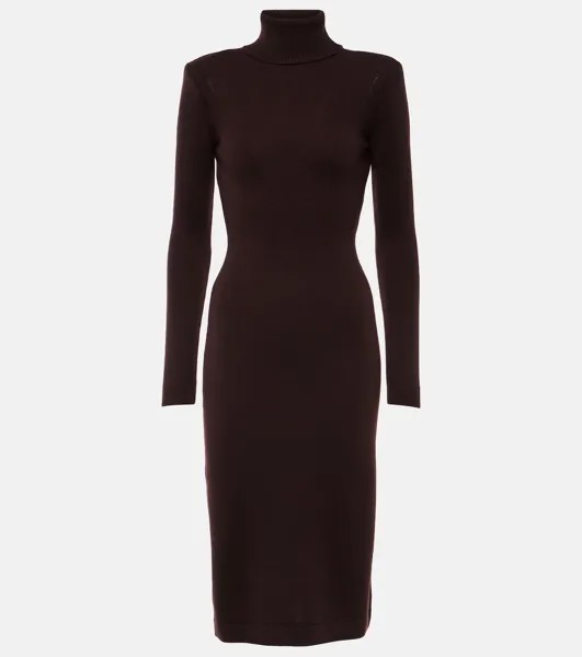 Кашемировое платье миди с высоким воротником Tom Ford, коричневый
