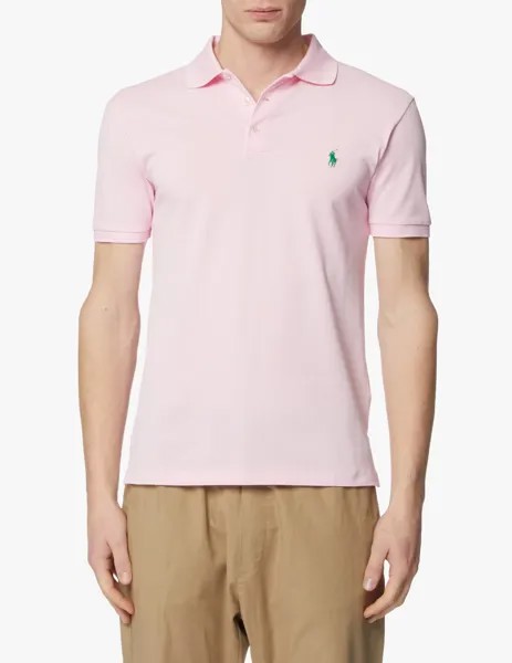 Узкая рубашка-поло с короткими рукавами из эластичной сетки Ralph Lauren, розовый