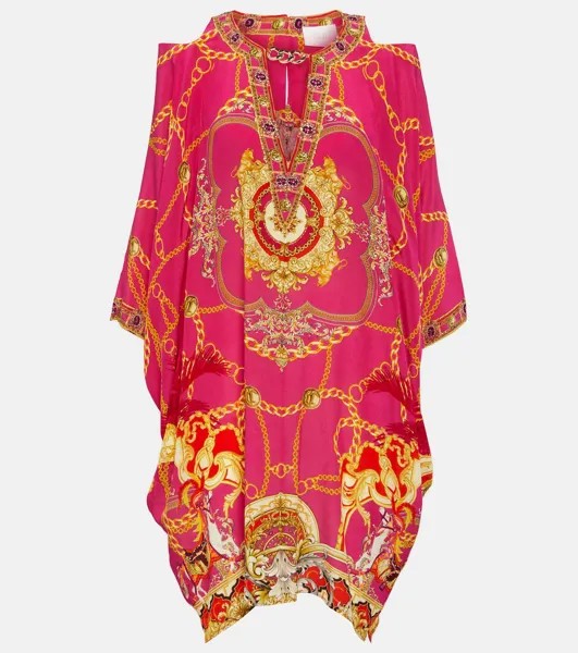 Шелковое мини-платье с принтом CAMILLA, разноцветный