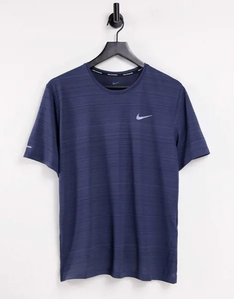 Темно-синяя футболка Nike Running Miler-Голубой