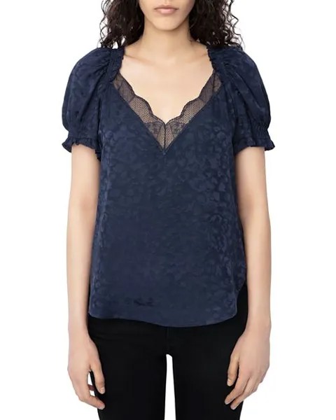 Блузка Tasty из шелкового жаккарда Zadig & Voltaire, цвет Blue
