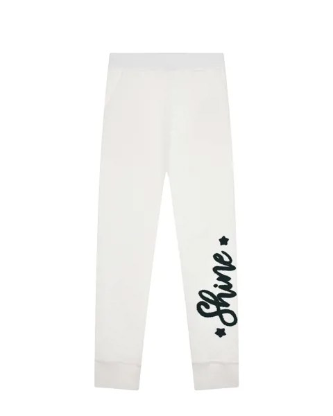 Белые спортивные брюки с вышивкой Monnalisa детские