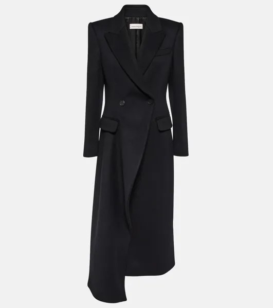 Асимметричное пальто из шерсти Alexander Mcqueen, черный