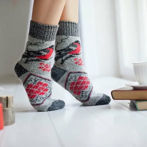 Носки Бабушкины носки, размер 35-37, серый, красный, белый