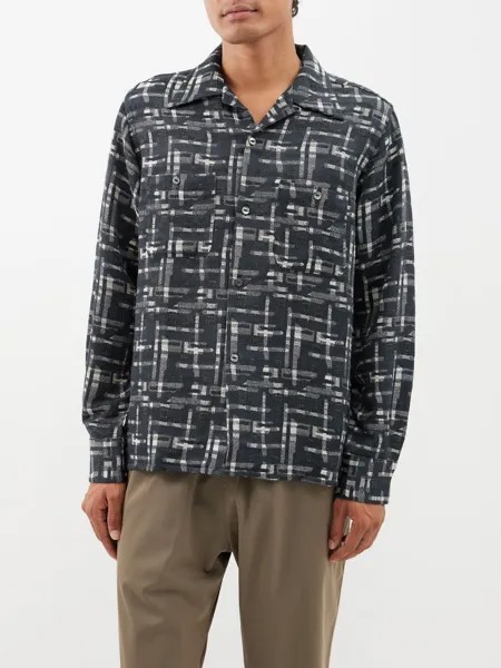 Фактурная рубашка из абстрактного жаккарда с накладными карманами Needles, черный