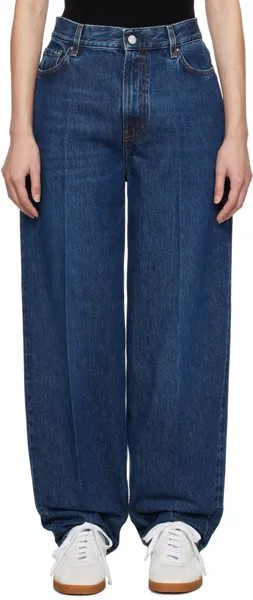 Широкие джинсы цвета индиго Темно-синие TOTEME