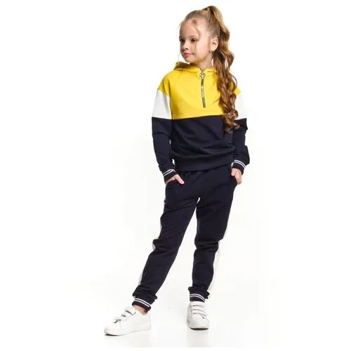Спортивный костюм для девочки Mini Maxi, модель 7226, цвет горчичный/синий, размер 98