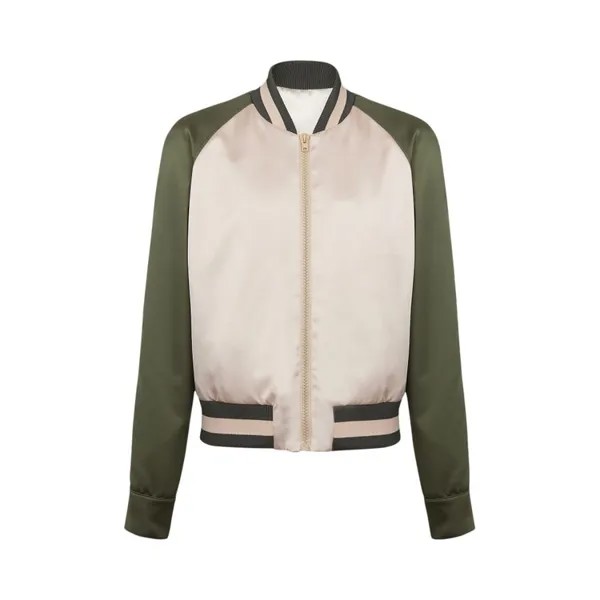 Бомбер Balmain Signature Satin Bomber, цвет Ivory/Khaki