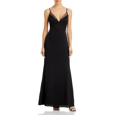 Женское черное вечернее платье макси с v-образным вырезом и регулируемыми бретелями Aqua 0 BHFO 8080