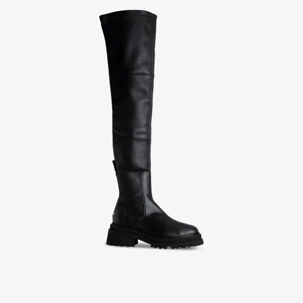Кожаные ботинки челси выше колена с фирменным логотипом Ride Zadig&Voltaire, цвет noir