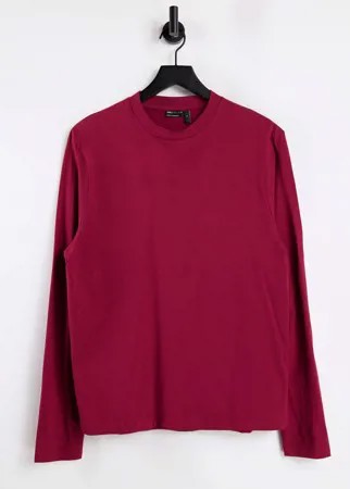 Бордовый лонгслив с круглым вырезом ASOS DESIGN-Красный