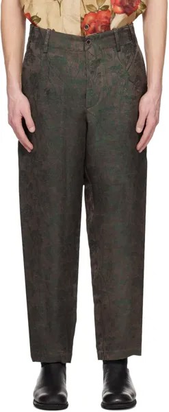 Зеленые и коричневые брюки Патрик UMA WANG