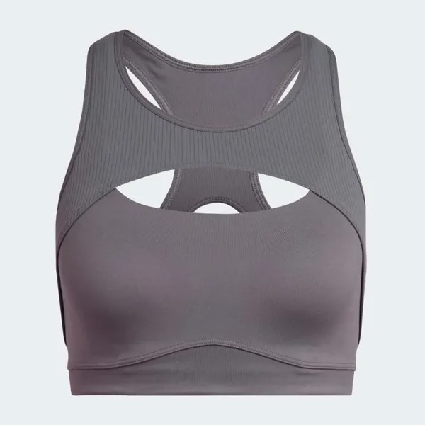Спортивный бюстгальтер Adidas Coreflow Studio Medium-support Yoga Wind, серо-фиолетовый