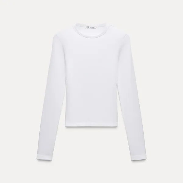 Лонгслив Zara Cotton Modal Long Sleeve, белый