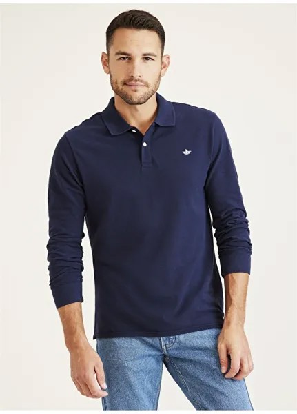 Мужская футболка-поло темно-синего цвета Dockers