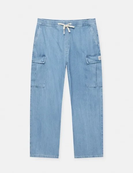 Джинсы Pull&Bear Cargo With Drawstrings, синий