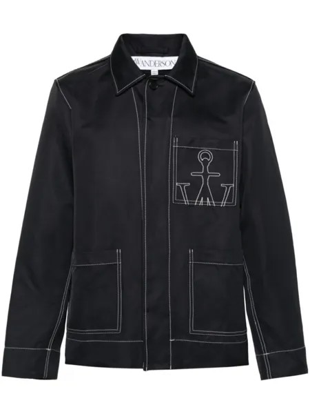 JW Anderson куртка-рубашка с вышивкой JW Anchor, черный
