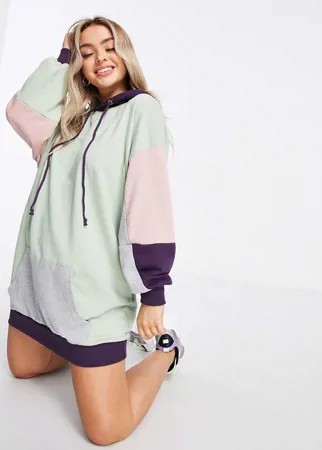 Oversized платье-худи с контрастными вставками Missguided-Мульти