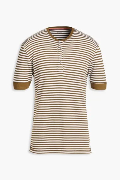 Полосатая футболка Henley из хлопка и модала PAUL SMITH, зеленый