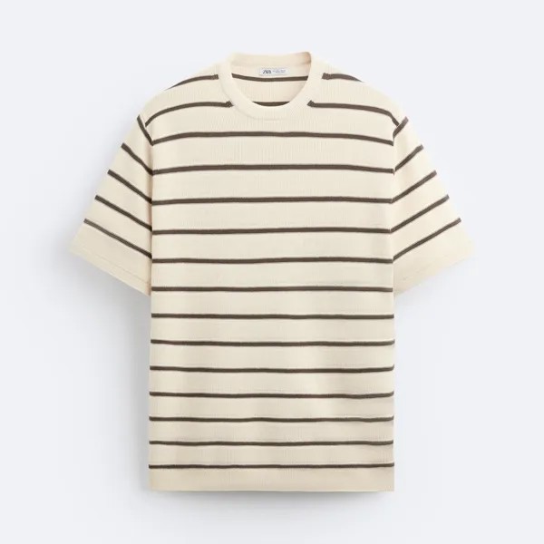 Футболка Zara Striped Knit, экрю