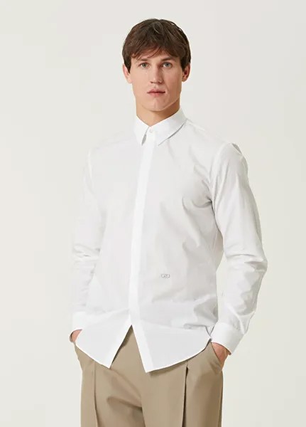 Белая рубашка с вышитым логотипом Fendi