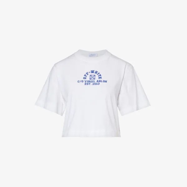 Укороченная футболка из хлопкового джерси с потрескавшимся логотипом Off-White, мультиколор