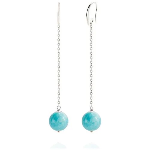 Серьги цепочки Alerie Accessories, кварц, серебряный, голубой