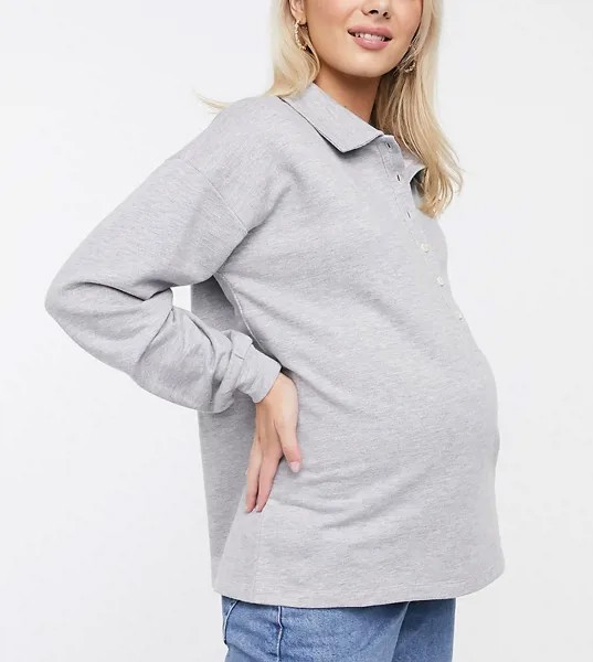 Трикотажное поло для кормления ASOS DESIGN Maternity-Серый