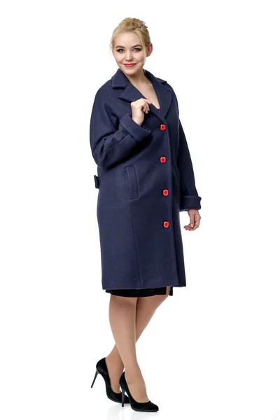 Пальто женское МОСМЕХА 8002291 синее 44 RU