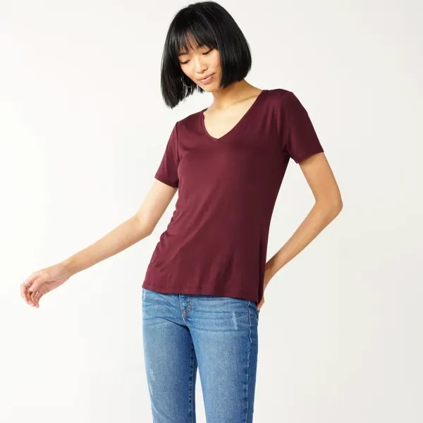 Футболка с короткими рукавами и V-образным вырезом Petite Nine West Essential Nine West