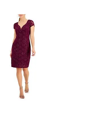 Женское фиолетовое облегающее платье выше колена CONNECTED APPAREL с коротким рукавом 14