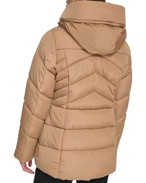 Пальто Tommy Hilfiger Zip-Up Short Puffer Coat, кэмел