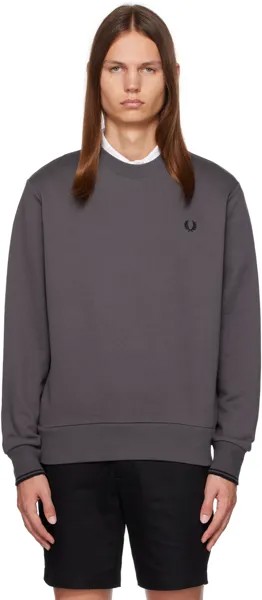 Серый свитшот с вышивкой Fred Perry