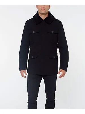 VINCE CAMUTO Мужское черное пальто на пуговицах из смесовой шерсти L