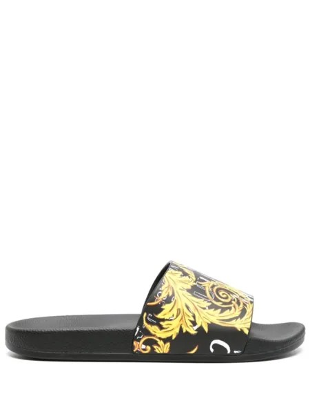 Versace Jeans Couture шлепанцы с принтом Chain Couture, черный
