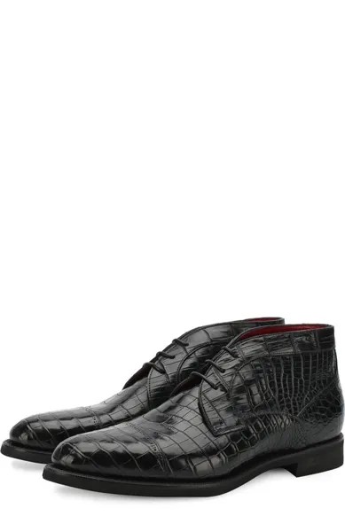 Ботинки на шнуровке из кожи крокодила Barrett